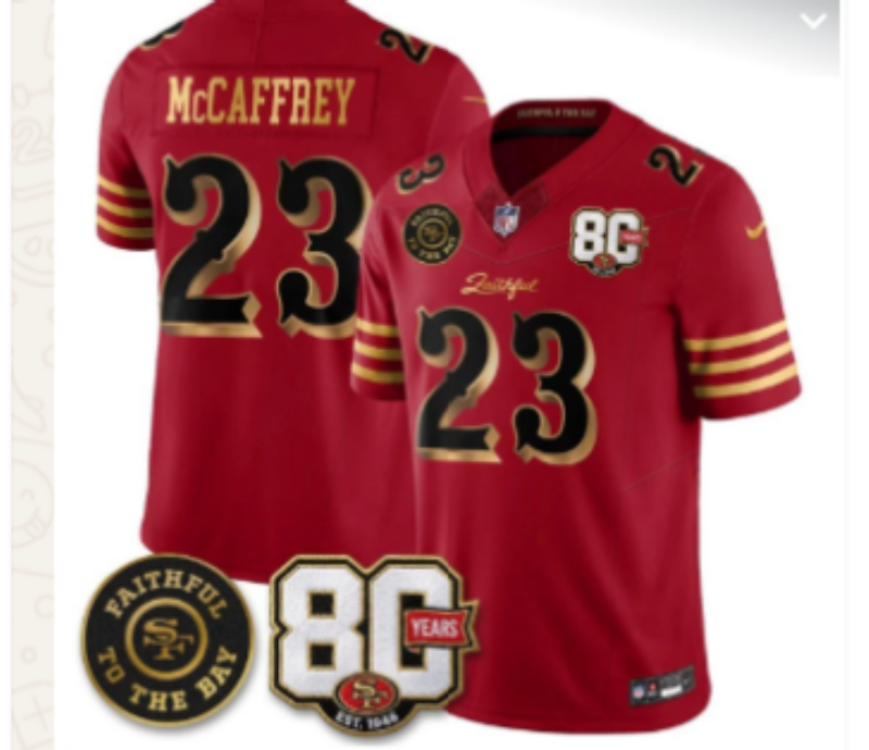Men 2026 San Francisco 49ers #23 McCaffrey red Nike Limited NFL Jersey 0809001->new york yankees->MLB Jersey